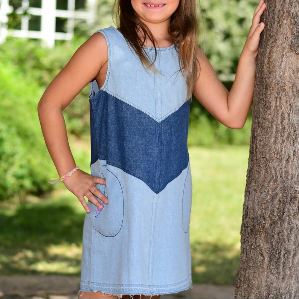 Ella Moss girls denim two-tone dress sz 10